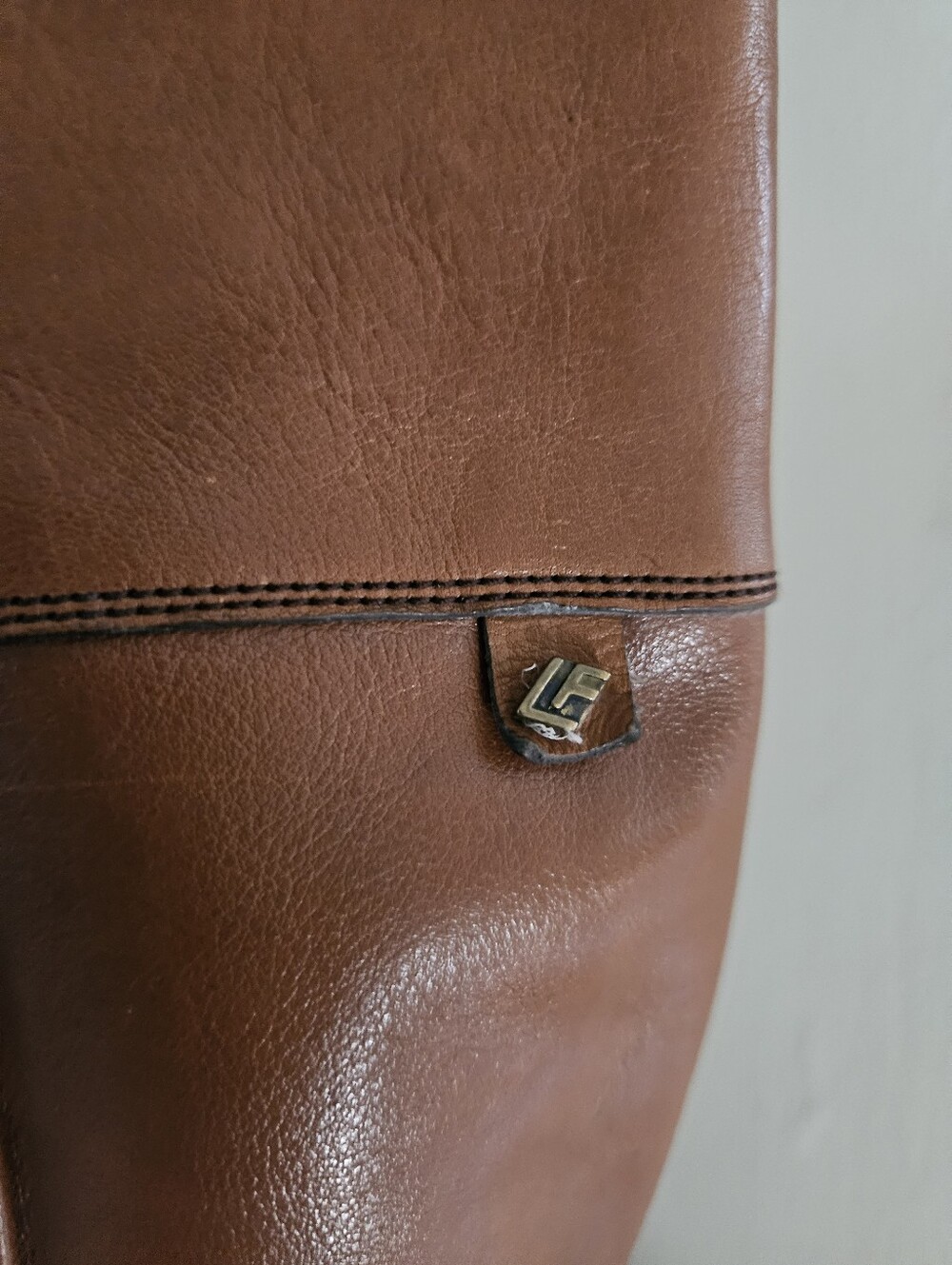 70's Italian Cognac Leather Knee High Riding Heeled Boots *flawed* - Picture 11 of 16
